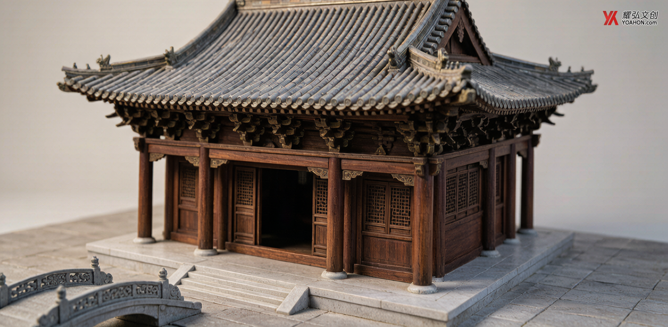 博物馆展厅内的微缩古建模型展陈