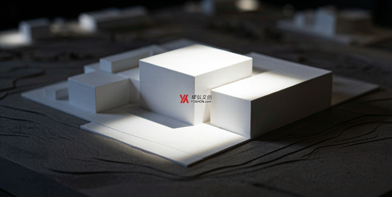 投影光斑落在白色模型上